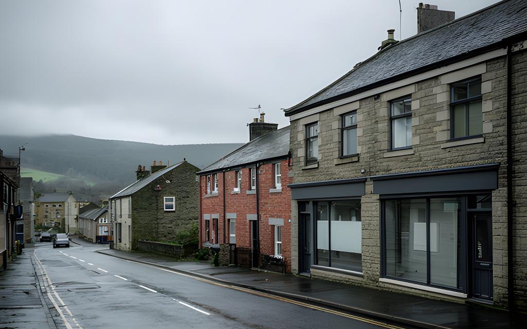 Barge Avenue street scene in Calderdale with a quiet office building and overcast Yorkshire sky